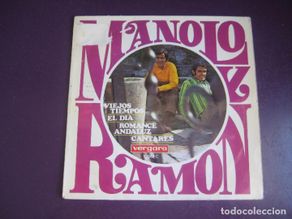 Vinyl records: Manolo Y Ramón – Viejos Tiempos +3 - EP VERGARA 1968 - MUY POCO USO EN VINILO, PORTADA CON DESGARRO